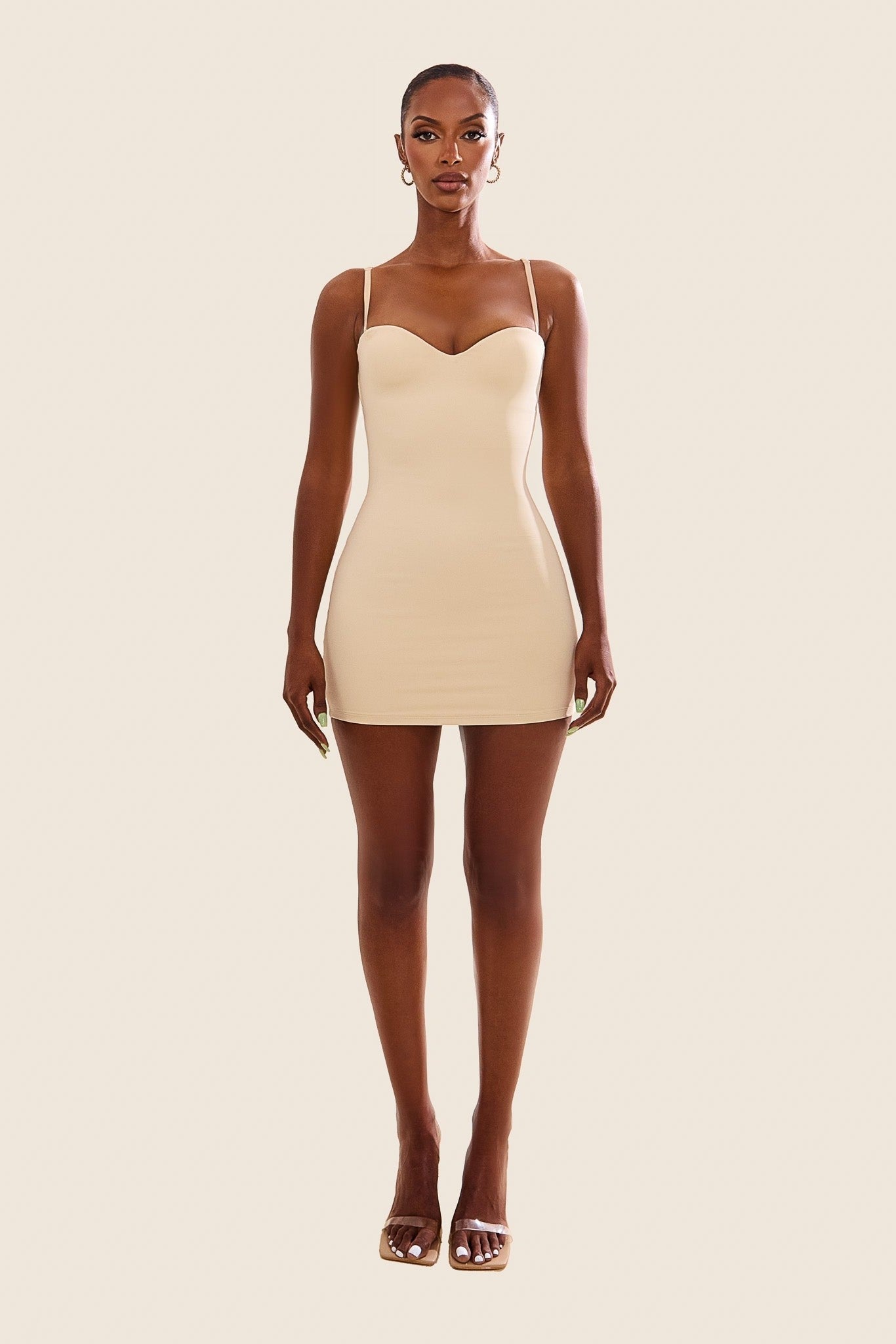 Evangeline Sculpted Mini Dress in Blush Stone 8