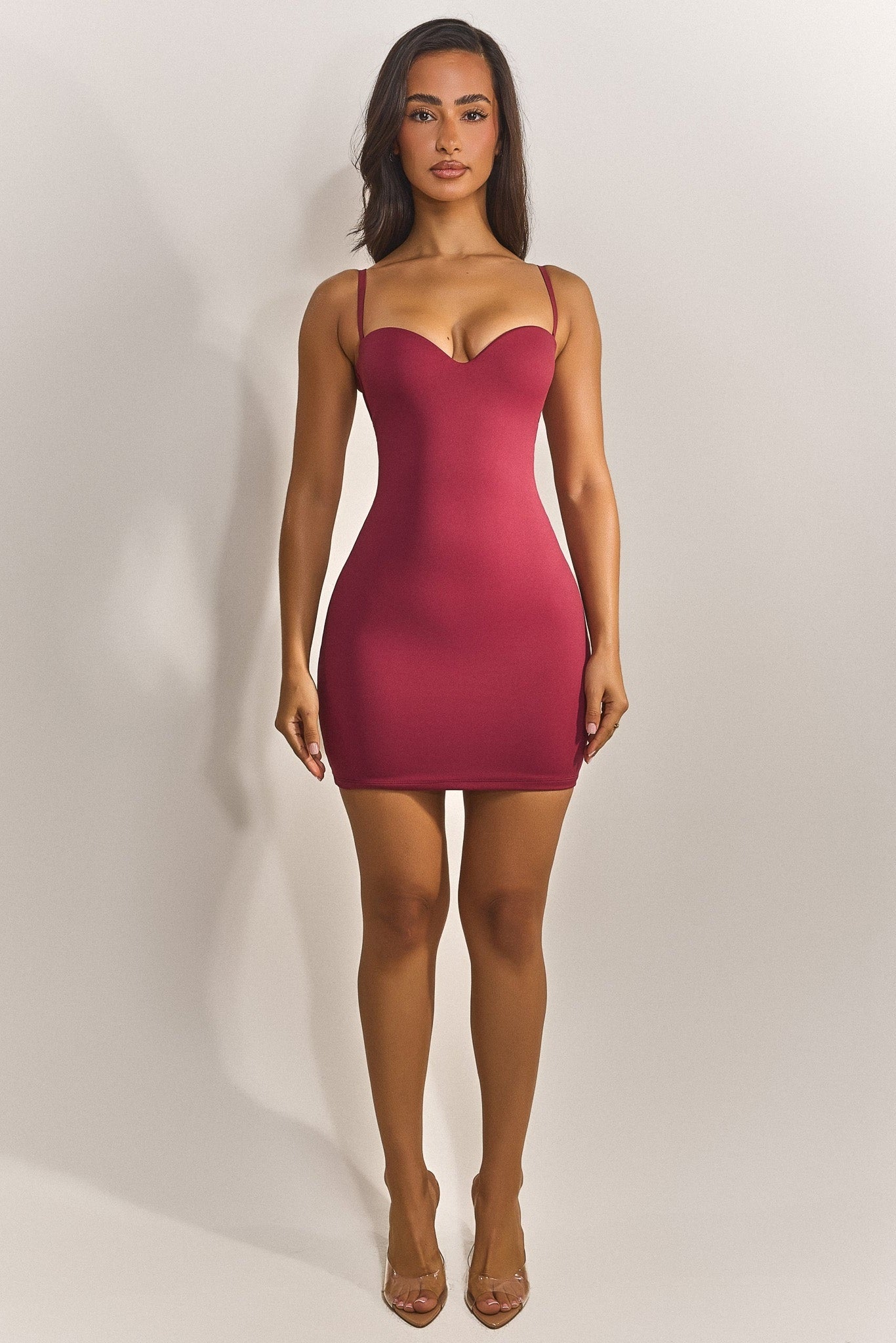 Evangeline Sculpted Mini Dress in Blush Red 2