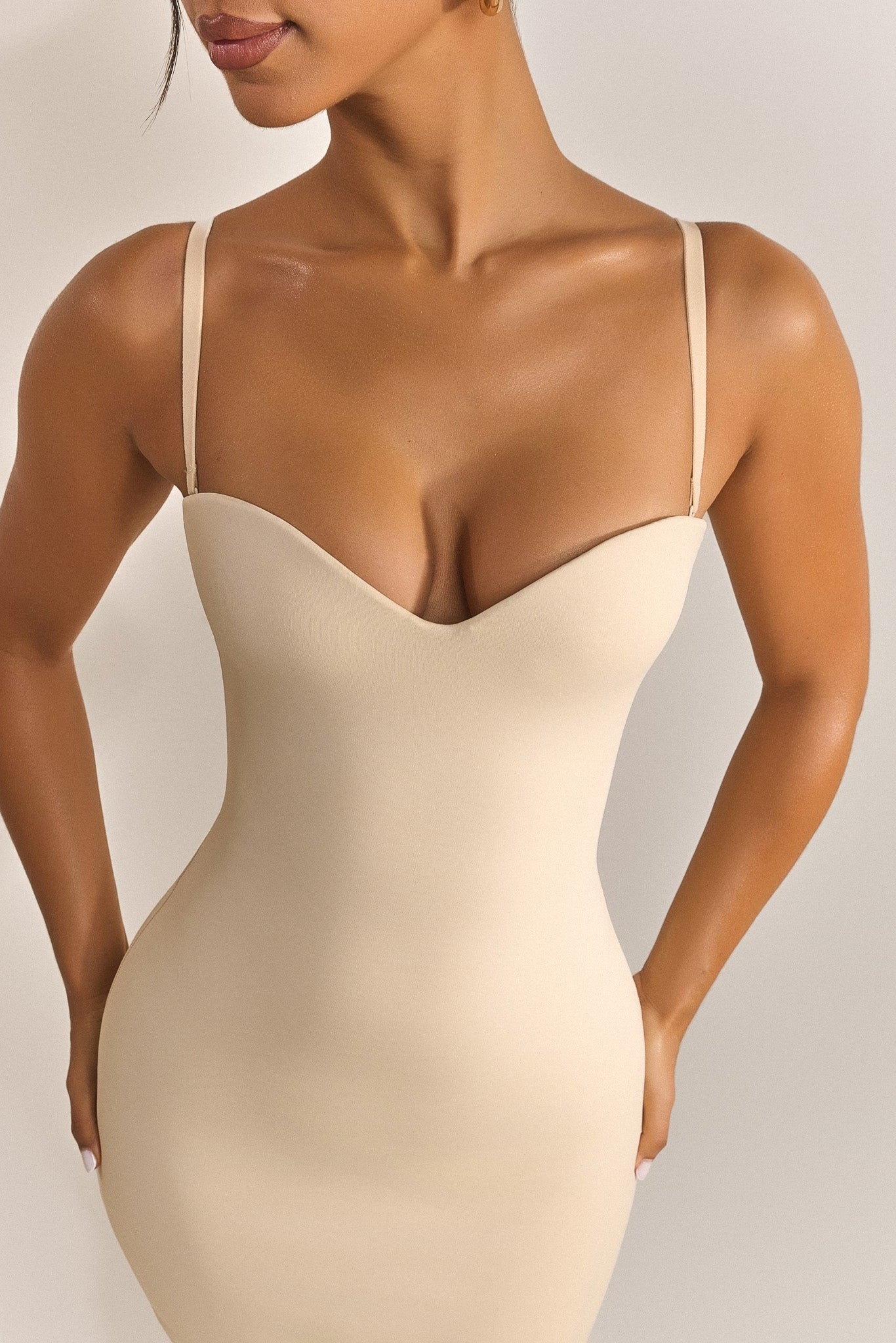 Evangeline Sculpted Mini Dress in Blush Stone 4