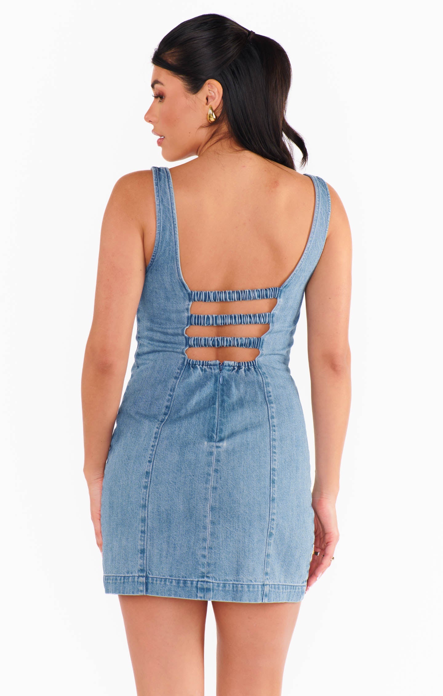 Stephanie Silk Mini Dress in Gloomy Blue 6
