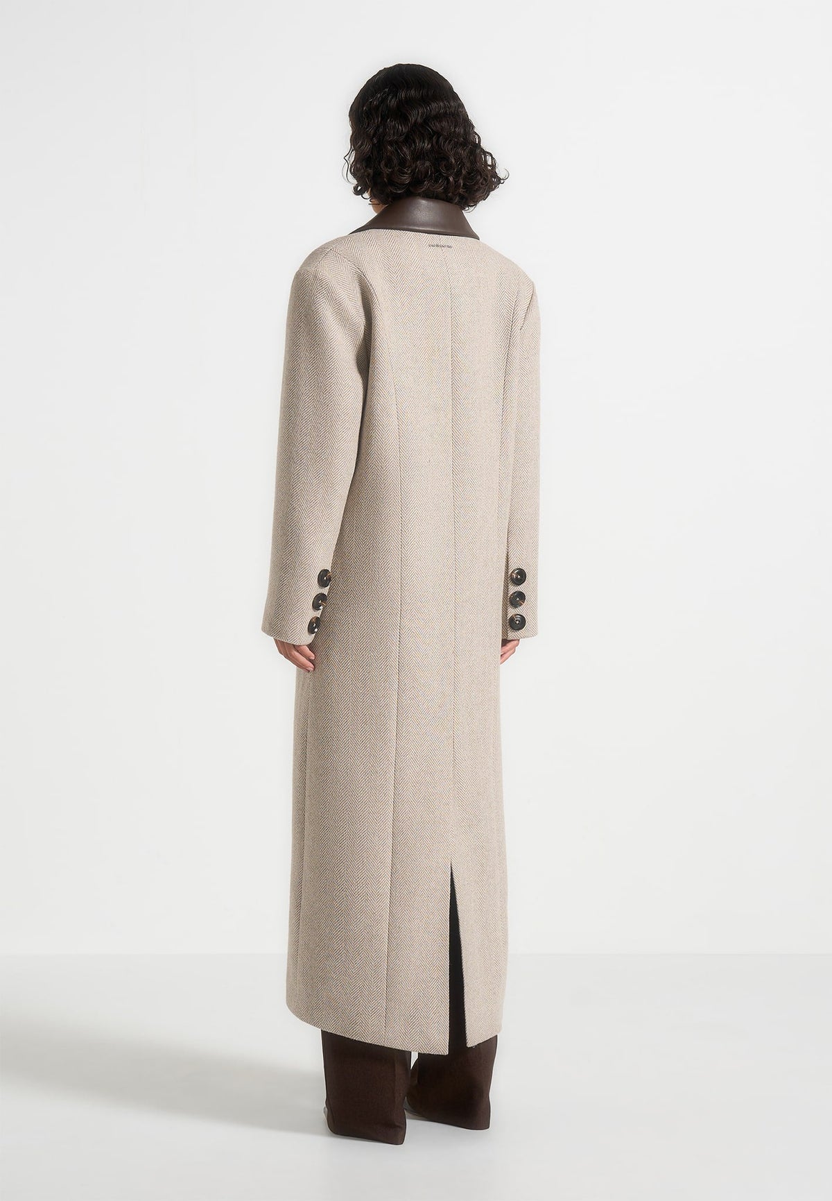 Anissa Herringbone Wool Coat Beige 6