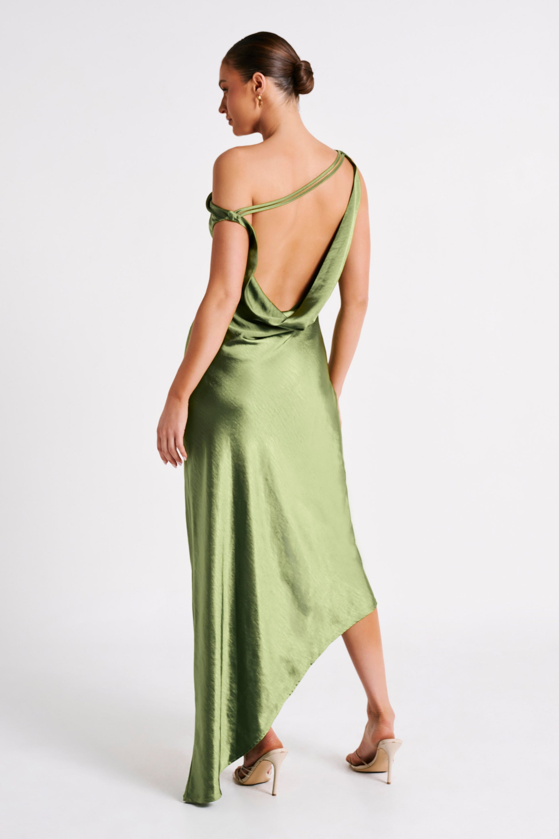 Yvette Asymmetrical Slip Maxi Dress in Emerald Emerald 3