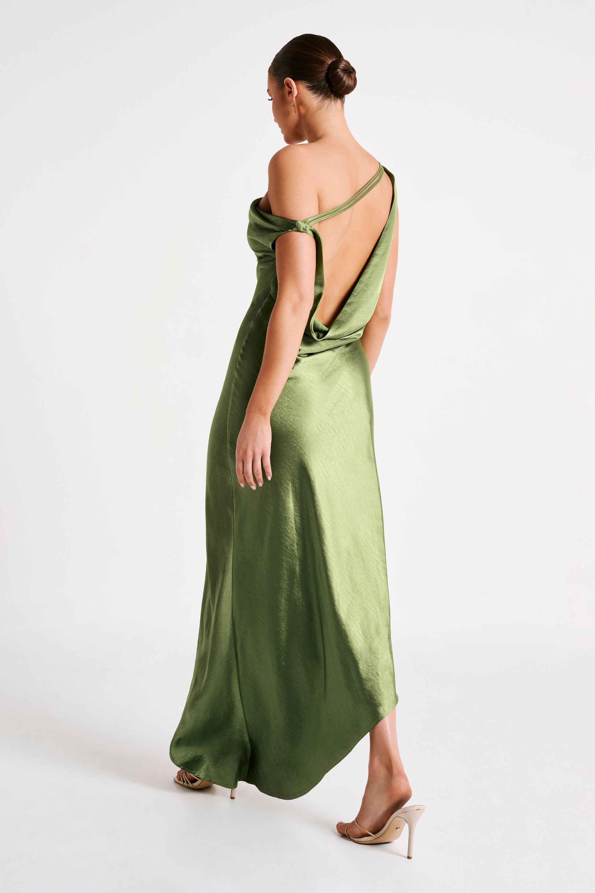 Yvette Asymmetrical Slip Maxi Dress in Emerald Emerald 6