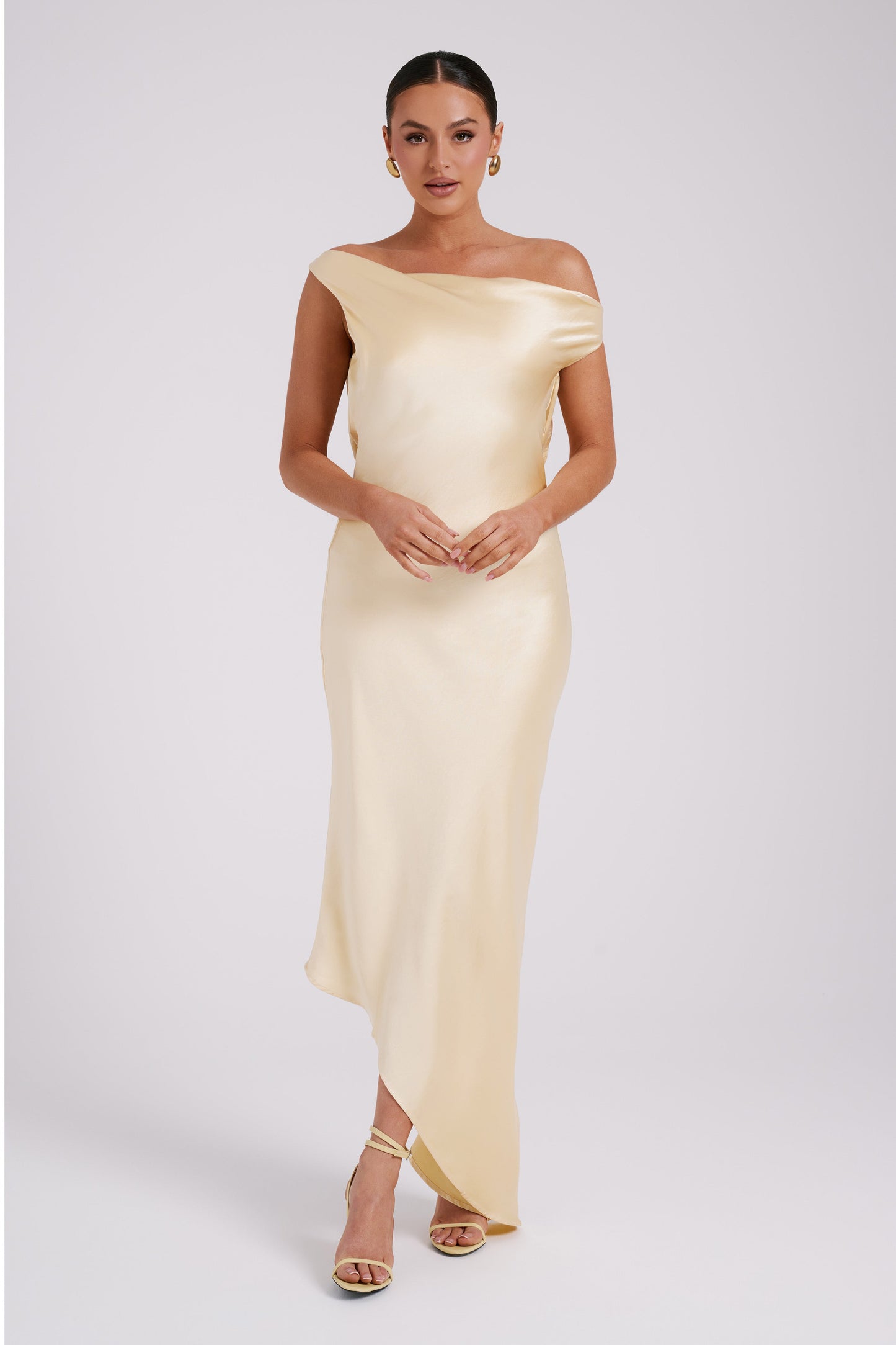 Yvette Asymmetrical Slip Maxi Dress in Emerald Emerald 21