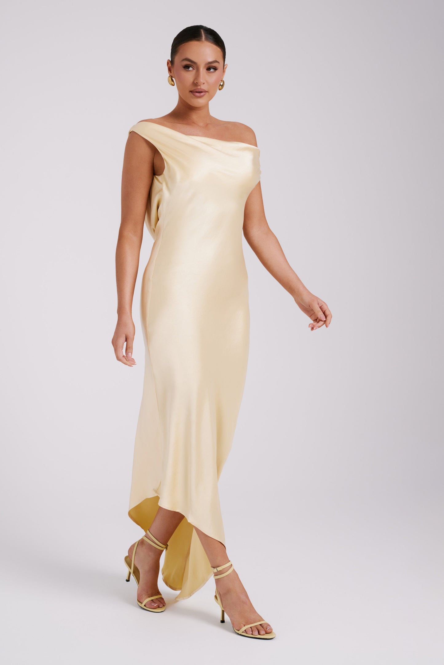Yvette Asymmetrical Slip Maxi Dress in Emerald Emerald 20