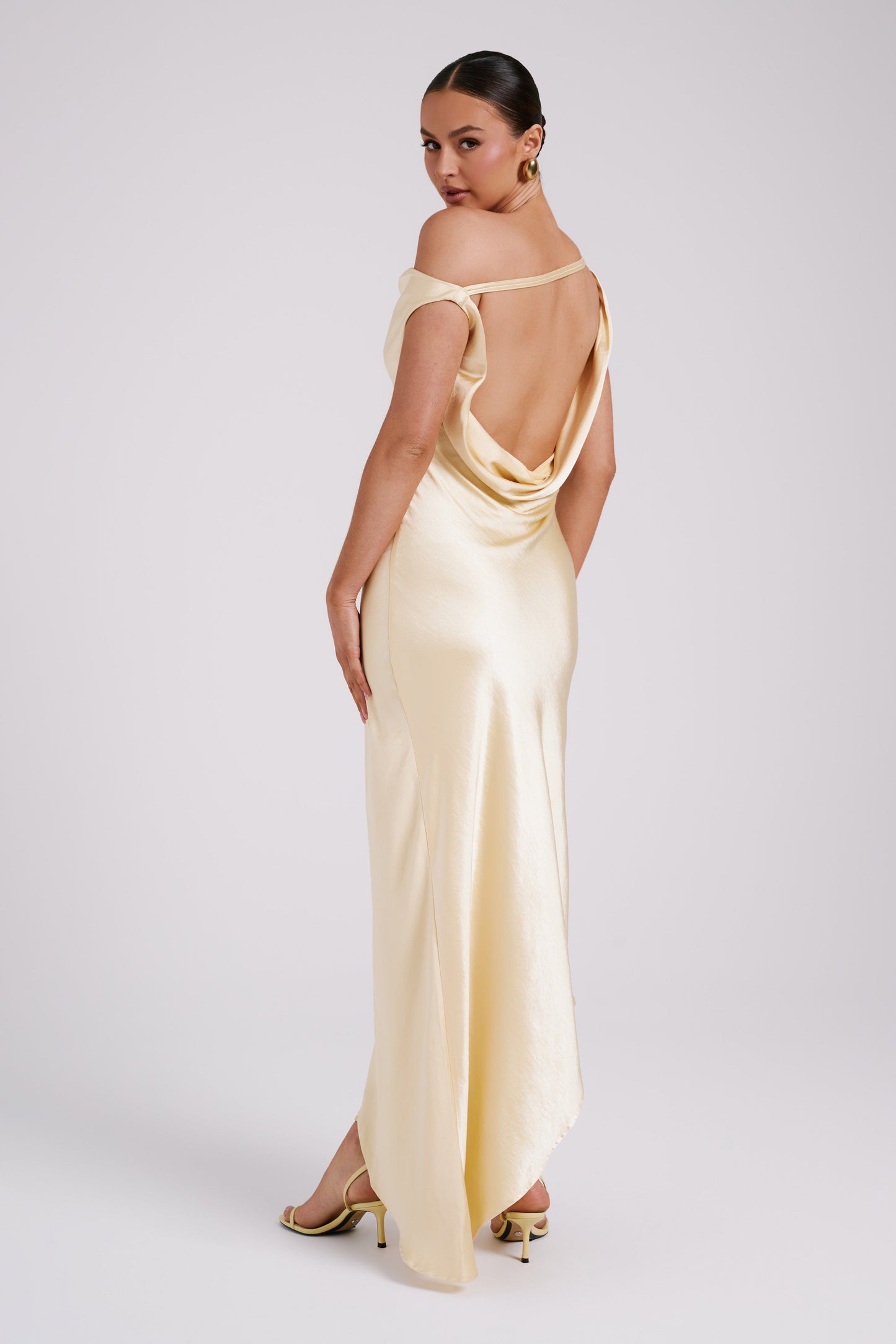 Yvette Asymmetrical Slip Maxi Dress in Emerald Emerald 24