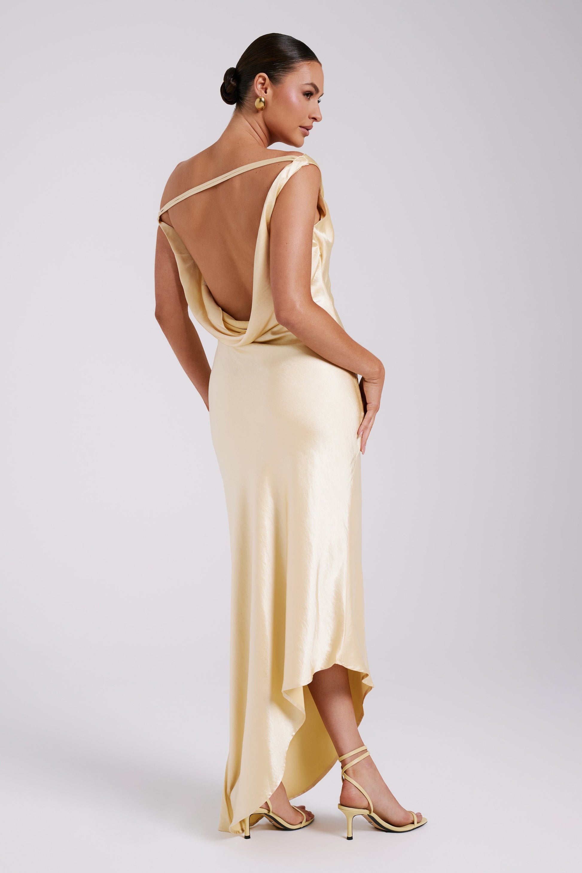 Yvette Asymmetrical Slip Maxi Dress in Emerald Emerald 17