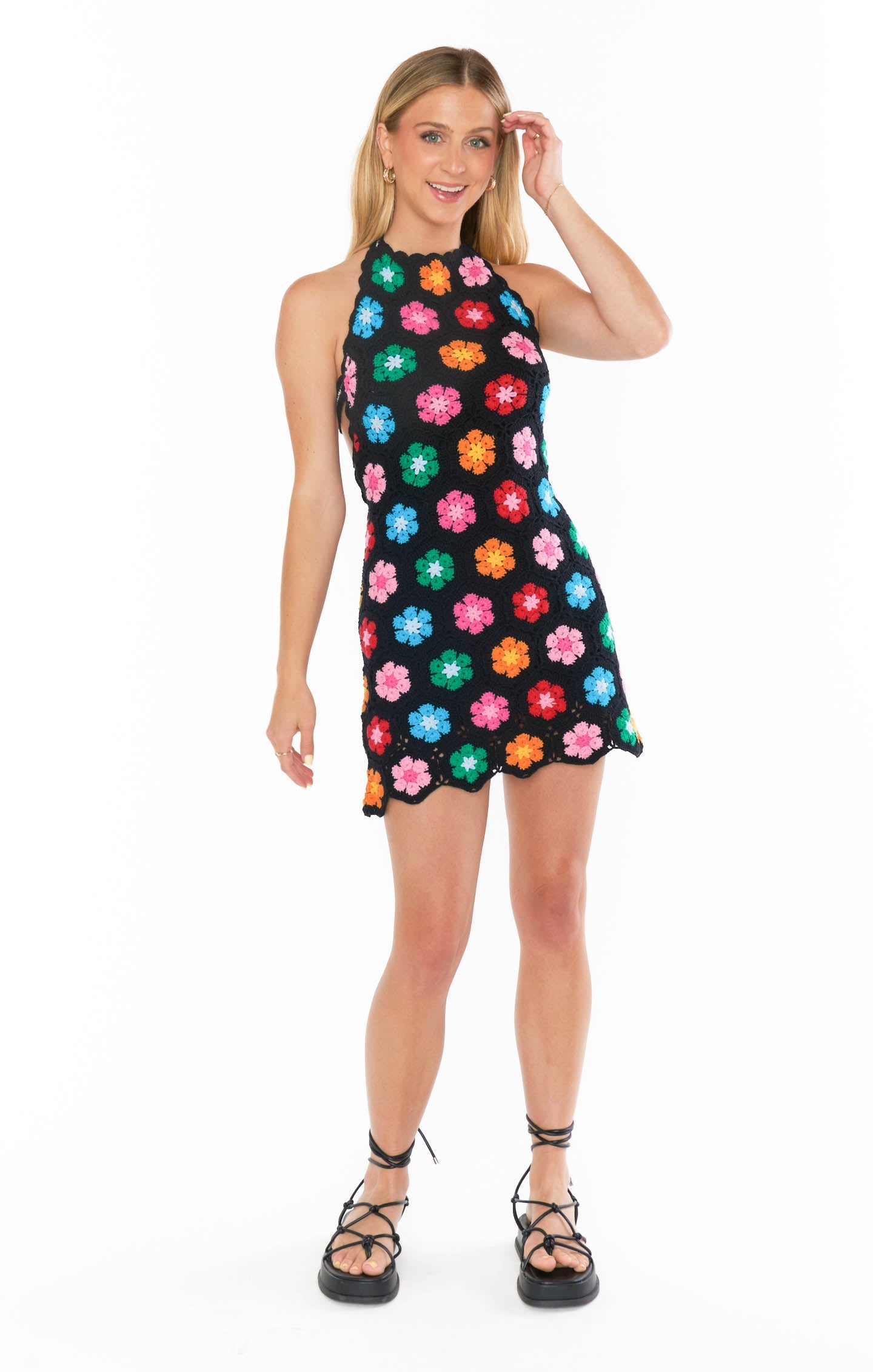 Valentina Crochet Halter Mini Dress 6