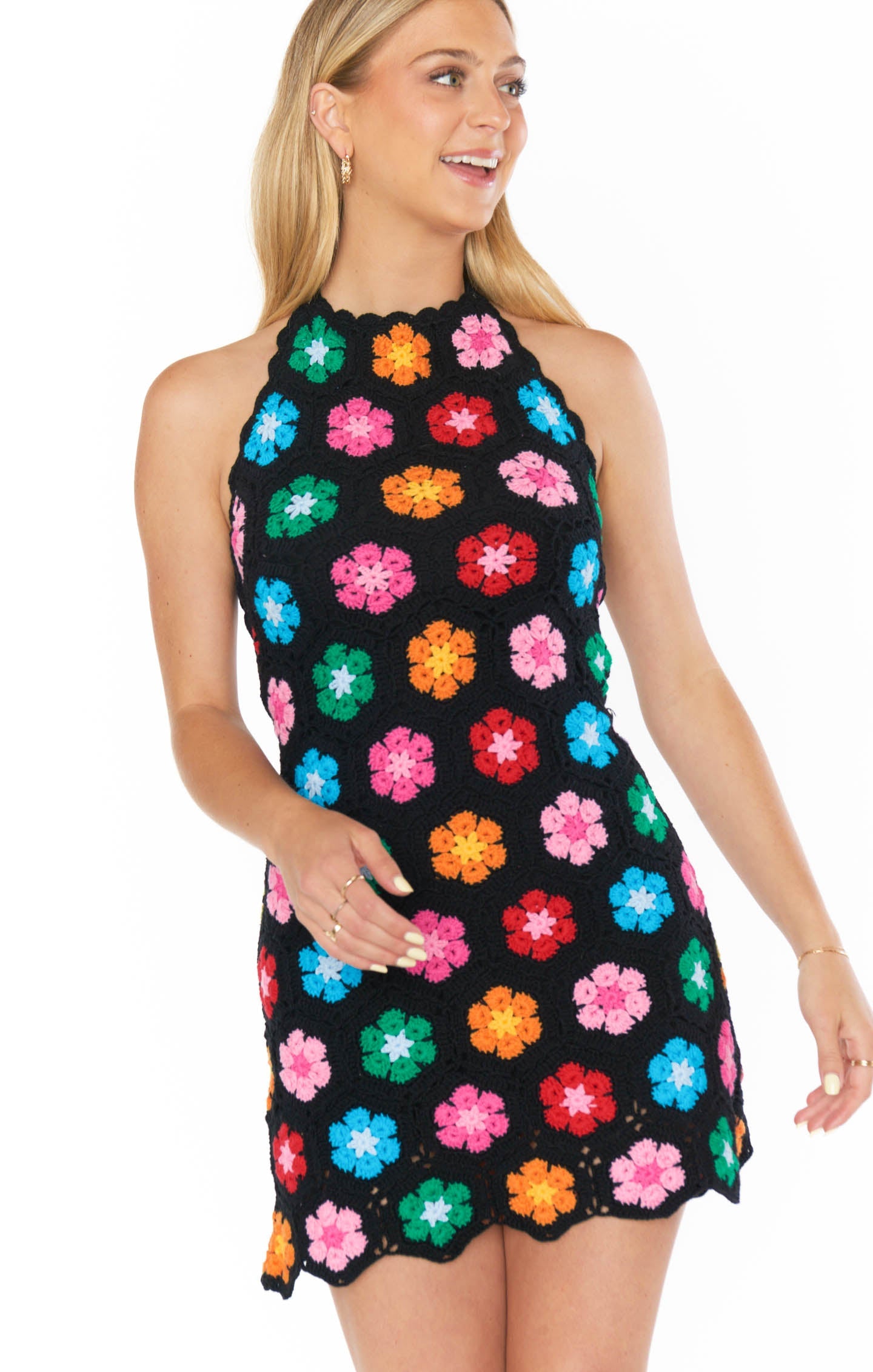 Valentina Crochet Halter Mini Dress 7