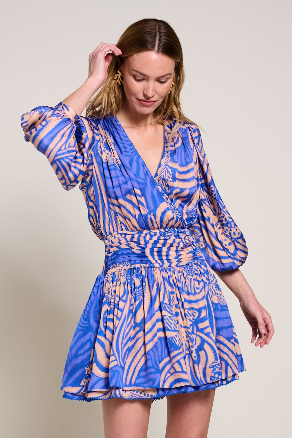 Colleen Jacquard Mini Dress Blue Japonism 2