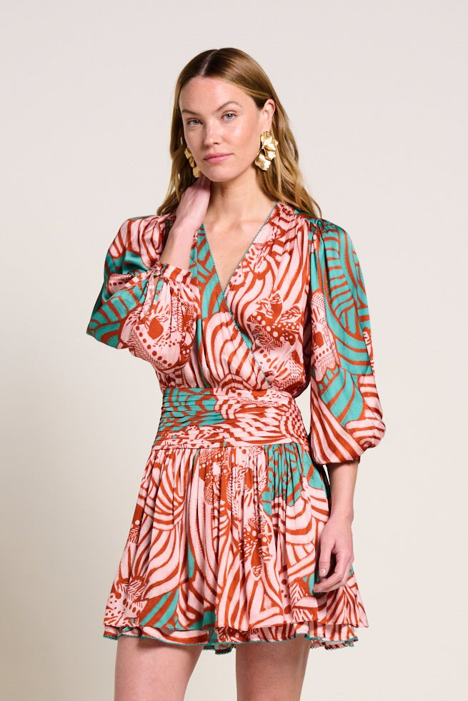 Colleen Jacquard Mini Dress Brick Japonism 1