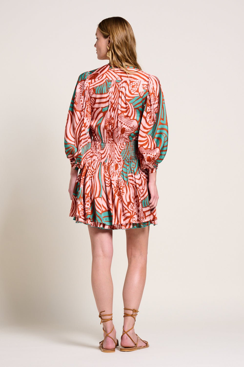 Colleen Jacquard Mini Dress Brick Japonism 3