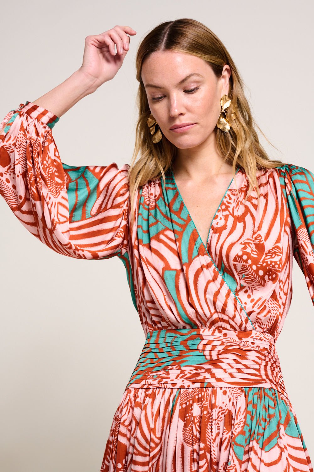 Colleen Jacquard Mini Dress Brick Japonism 4
