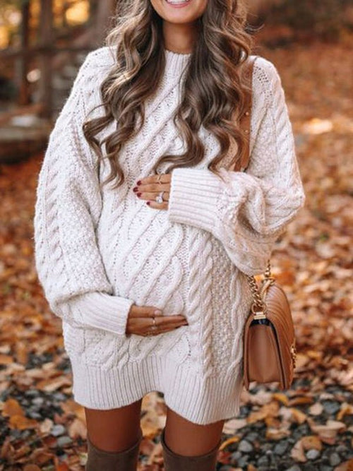 Matilda Cable Knit Mini Sweater Dress White 1