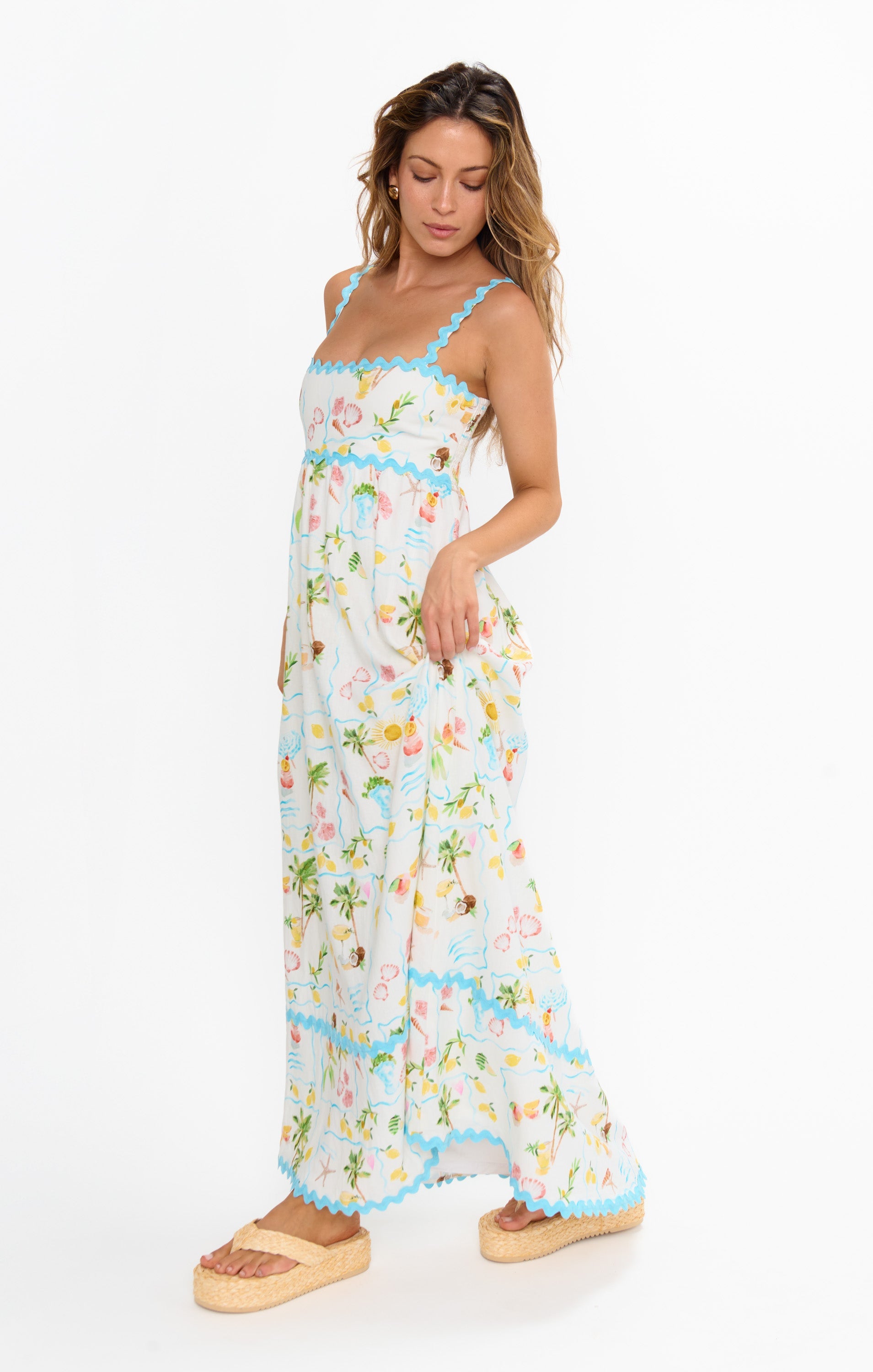 Margot Scallop Maxi Dress in Seaside Blue 4