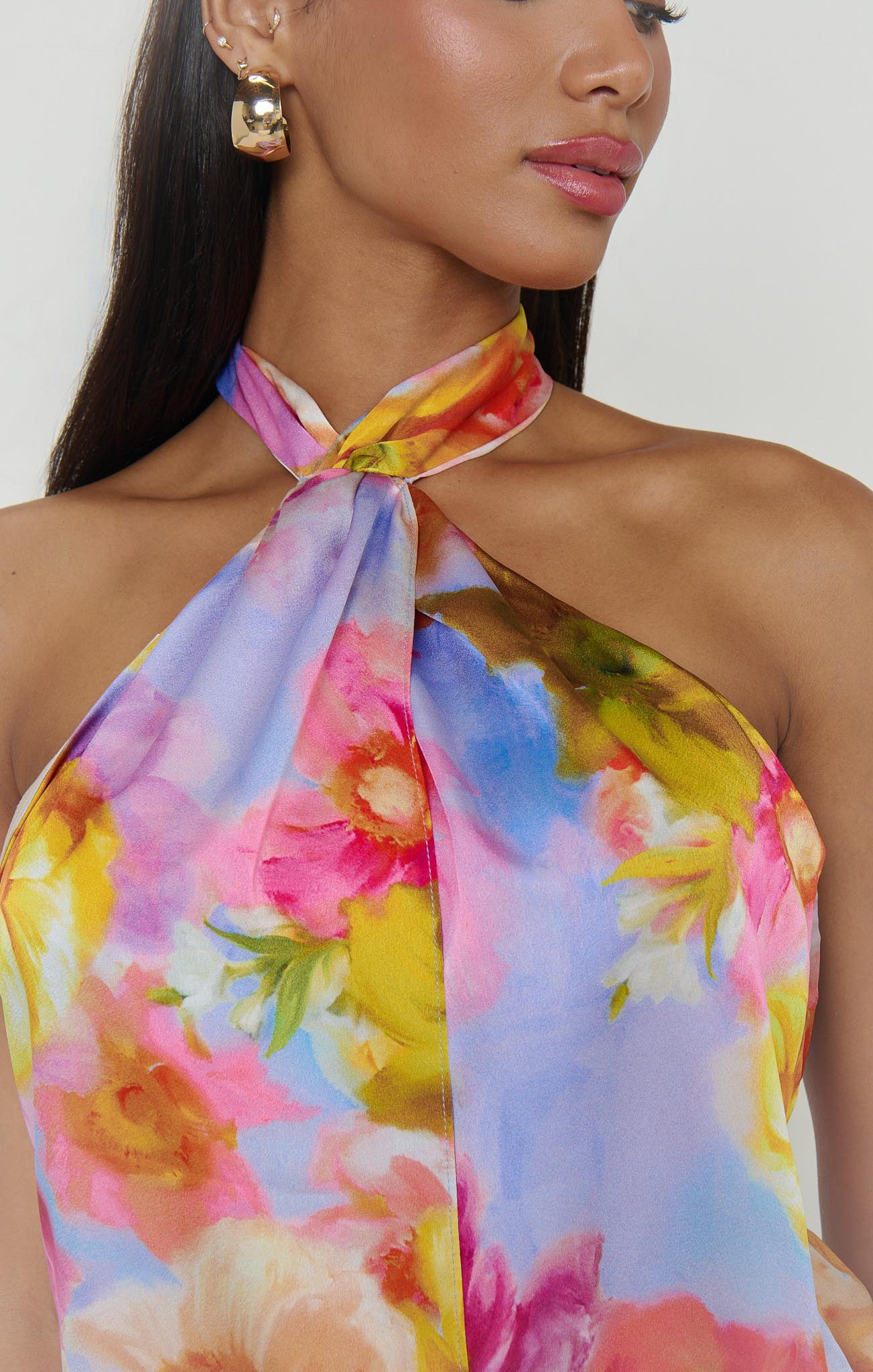 Margot Twist Mini Dress in Brushed Blooms 3