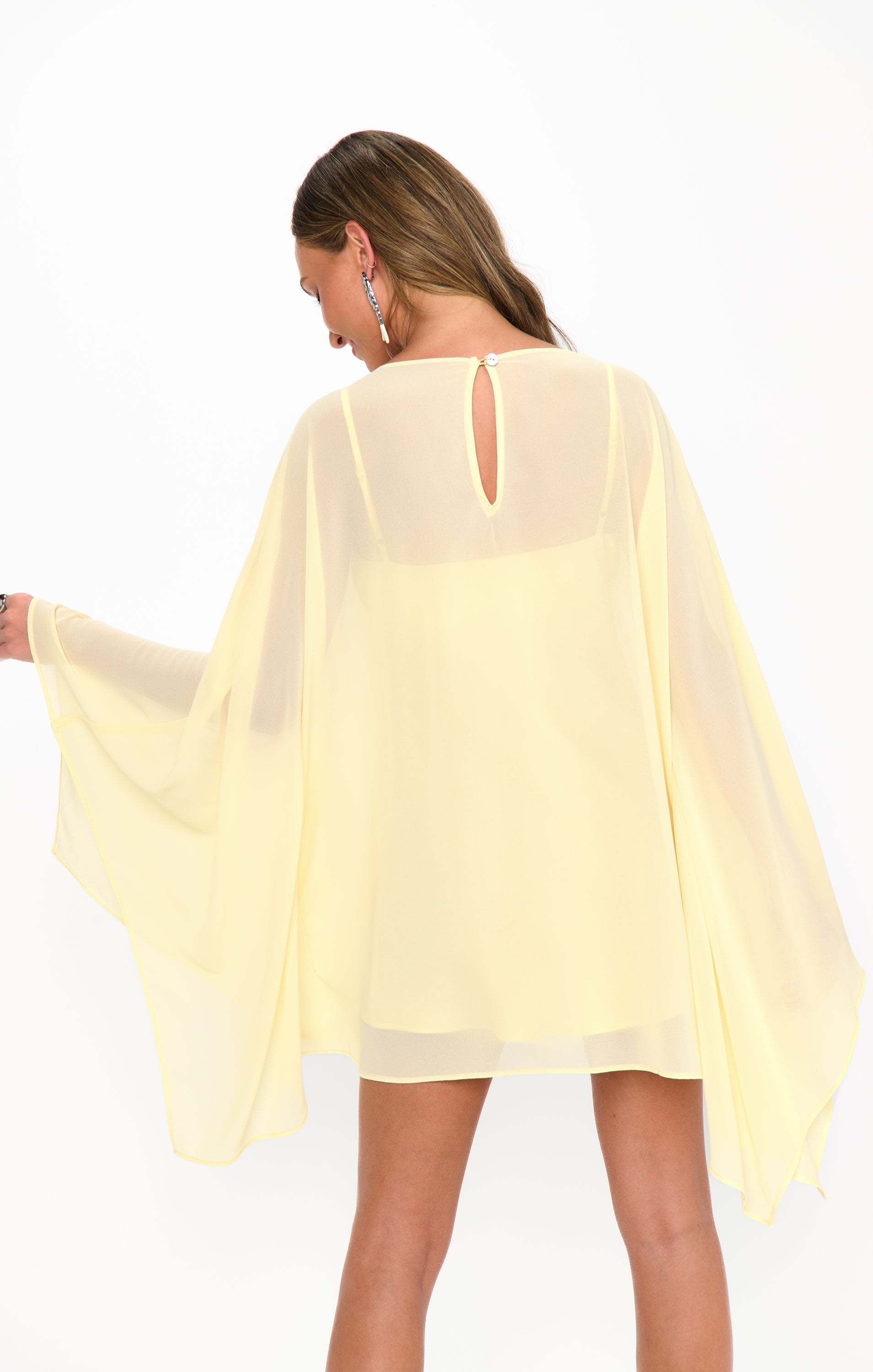 Olsen Chiffon Mini Dress in Pale Yellow 5