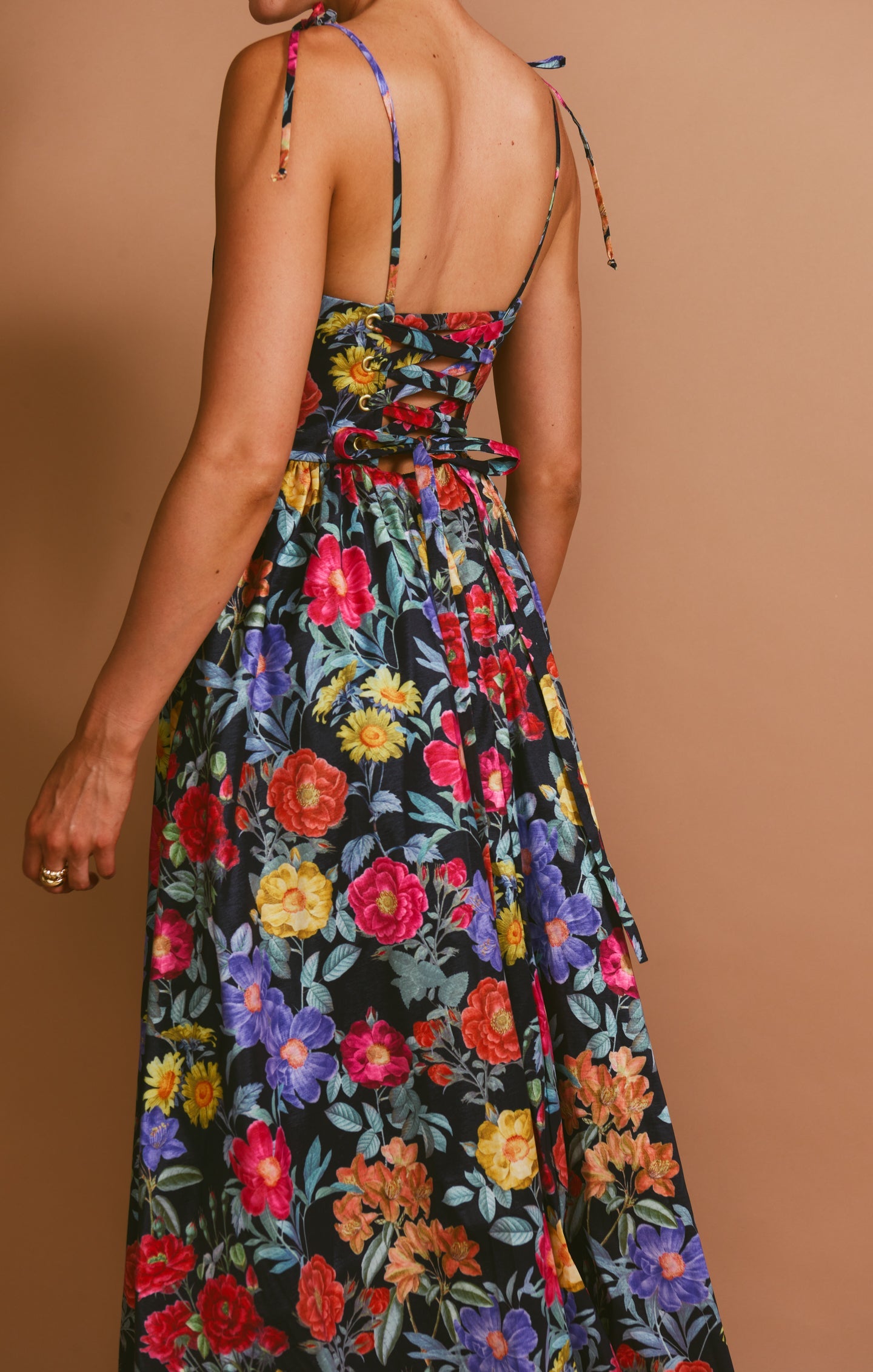 Juliet Taffeta Maxi Dress in Peony Black 8