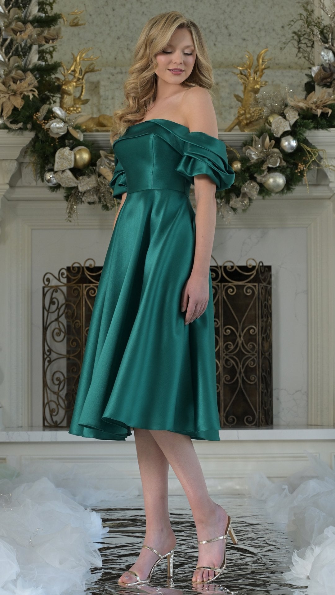 Margot A-Line Midi Formal Dress in Black Fuchsia 1