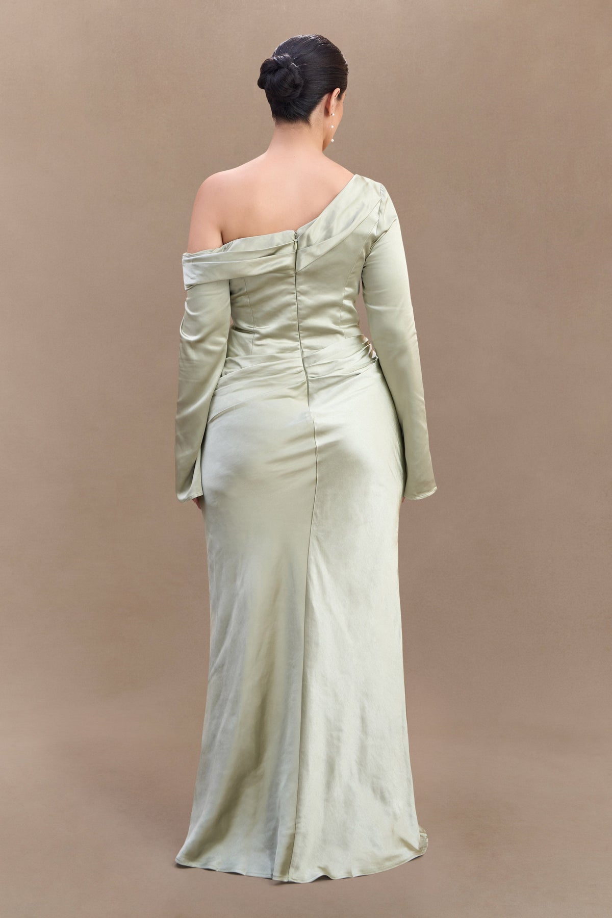 Iris Satin Maxi Dress in Black Sage 5