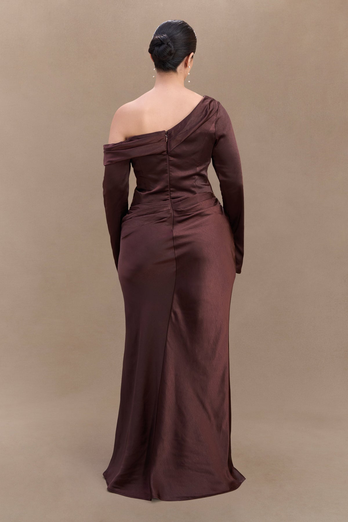 Iris Satin Maxi Dress in Black Dark Chocolate 5