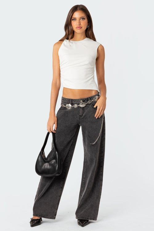 RAELYNN WASHED LOW RISE JEANS Washed Black 1
