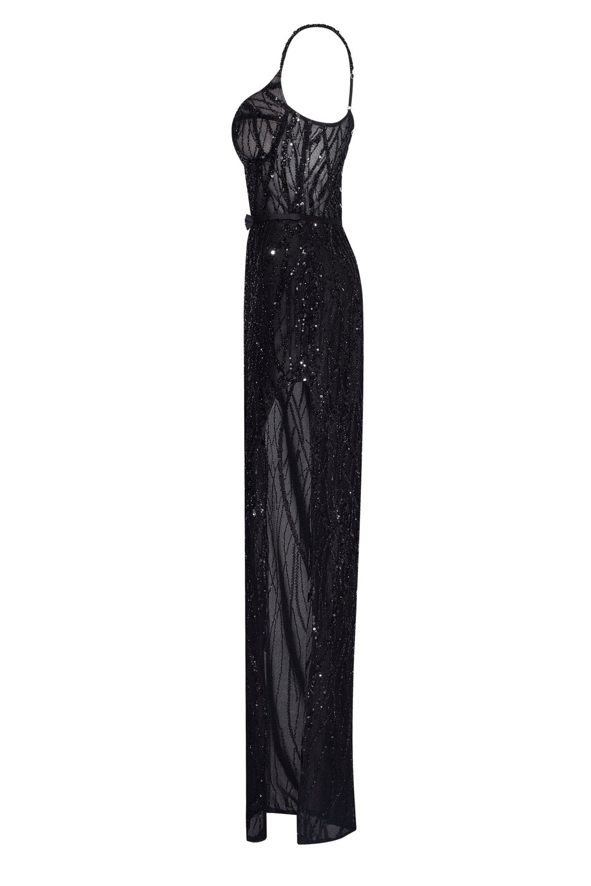 Milla Satin Maxi Dress Black 7