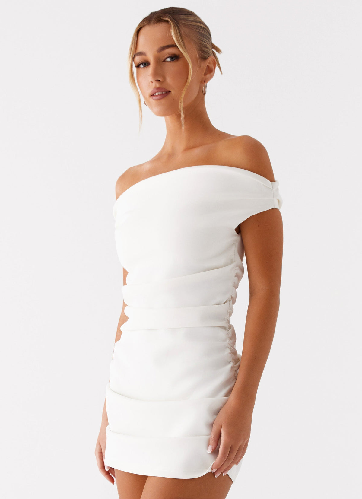Morgan Off-Shoulder Mini Dress Ivory 3