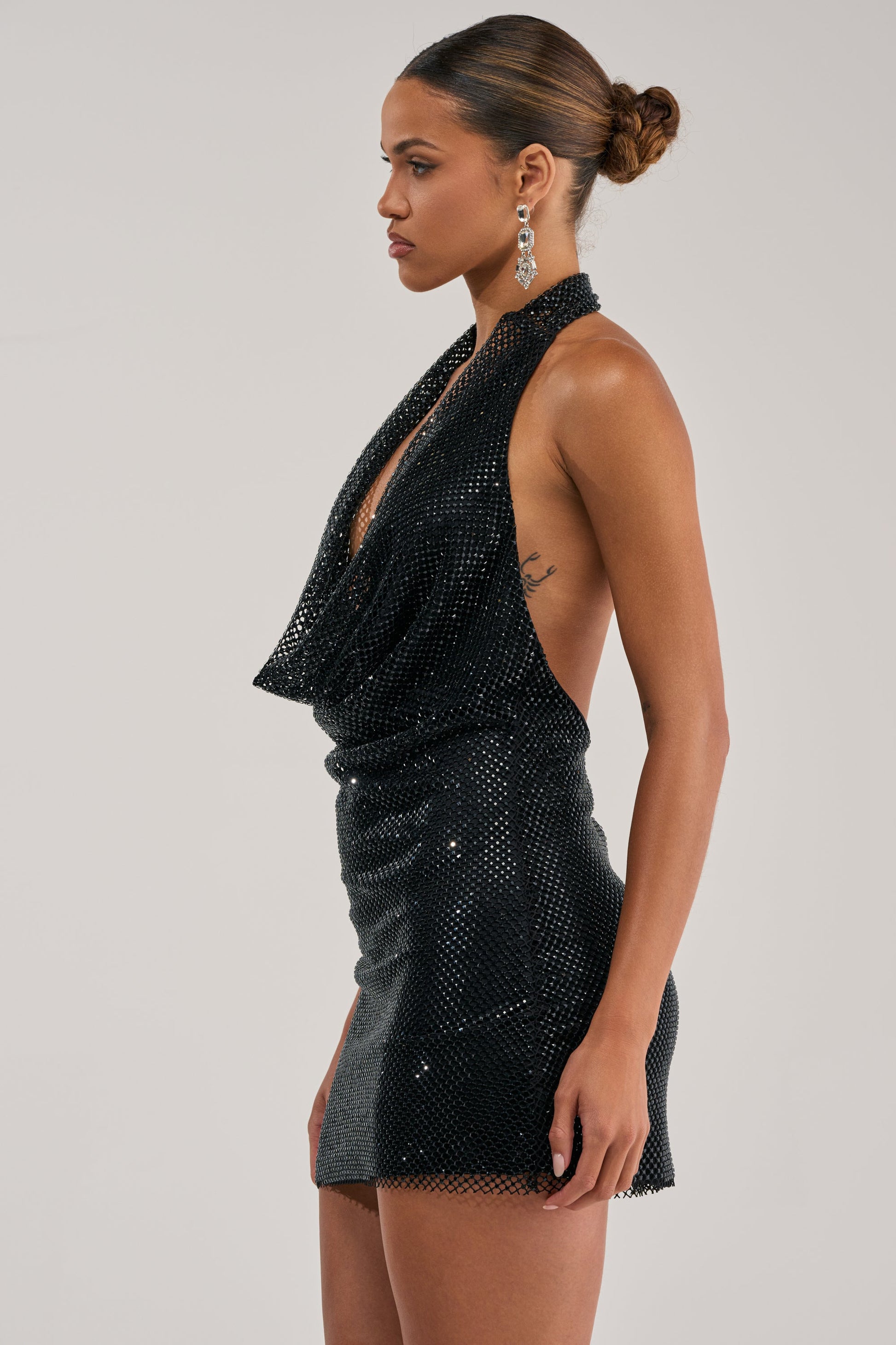 Akira Rhinestone Halter Mini Dress 3