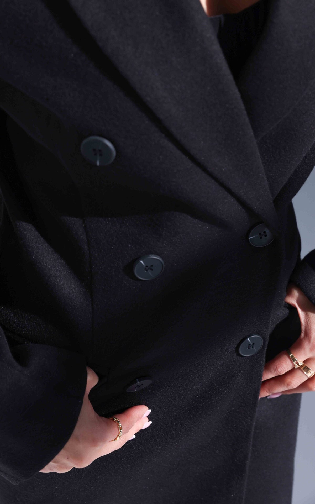 Noble Double-Breasted Coat in Black Black 10