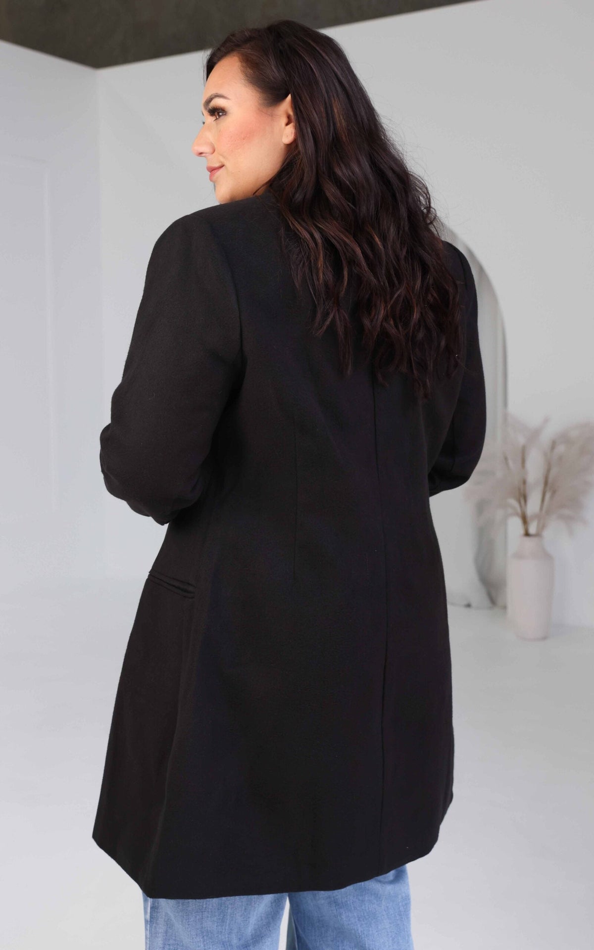 Noble Double-Breasted Coat in Black Black 8