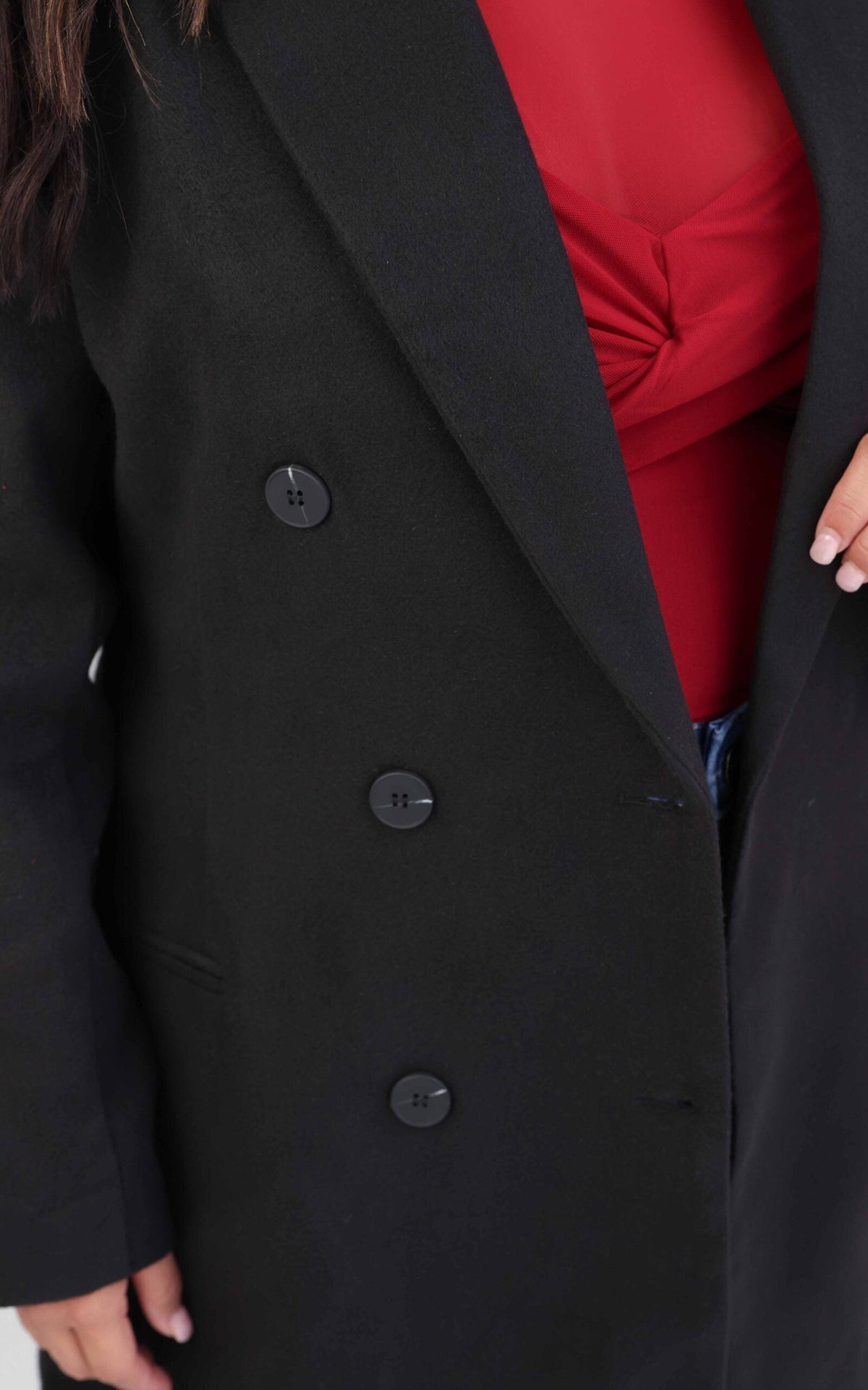 Noble Double-Breasted Coat in Black Black 9