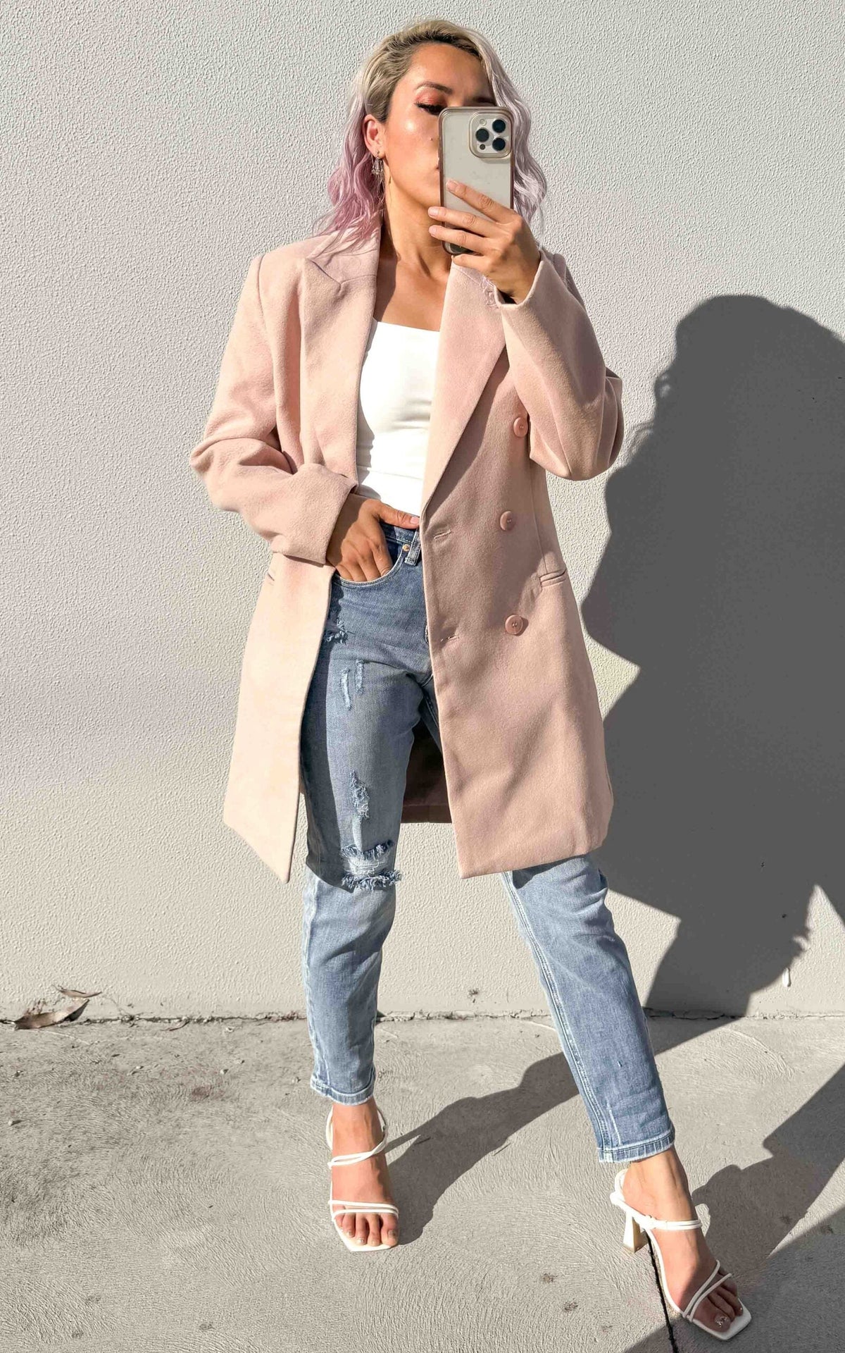 Noble Double-Breasted Coat in Black Blush 7