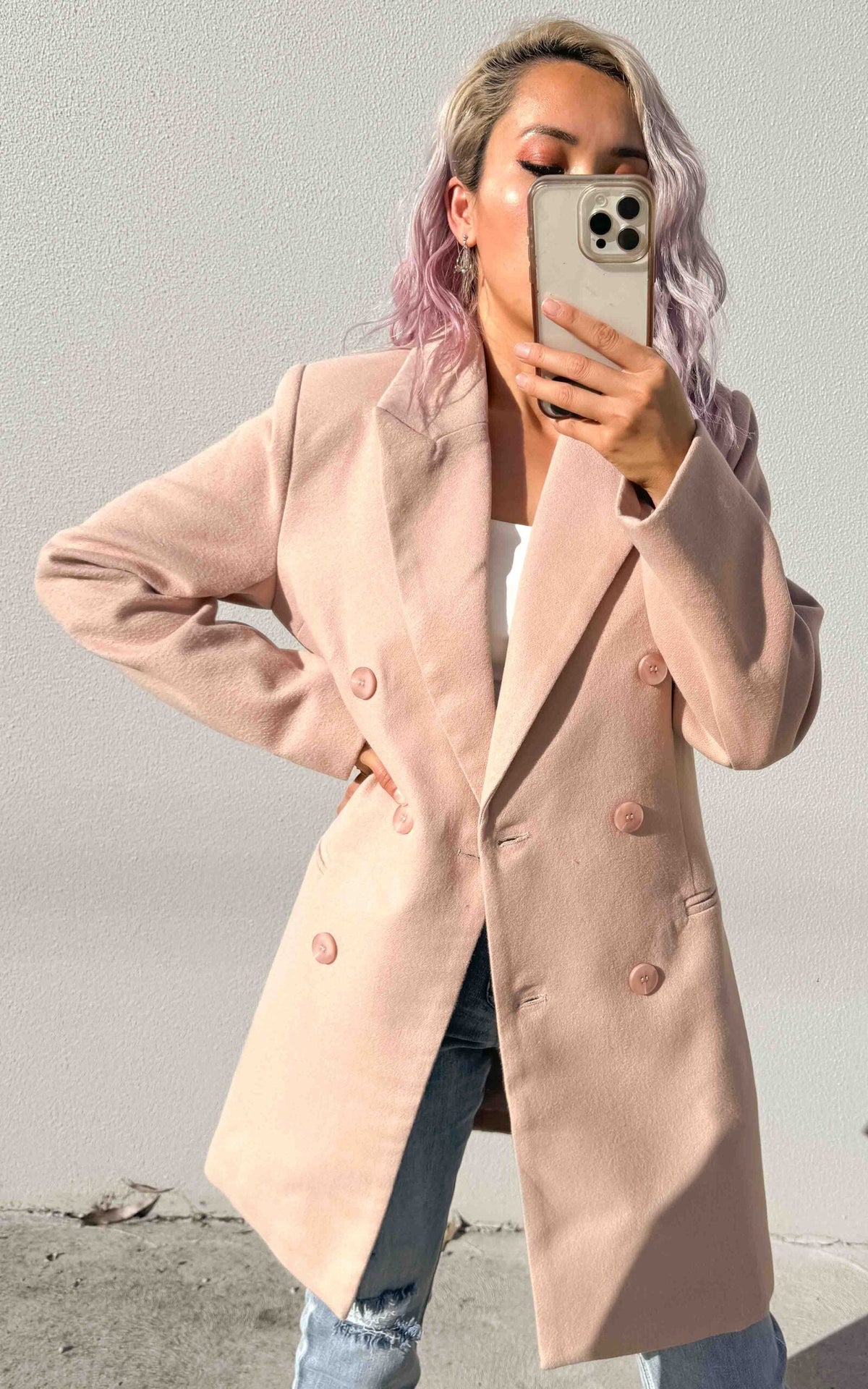 Noble Double-Breasted Coat in Black Blush 6