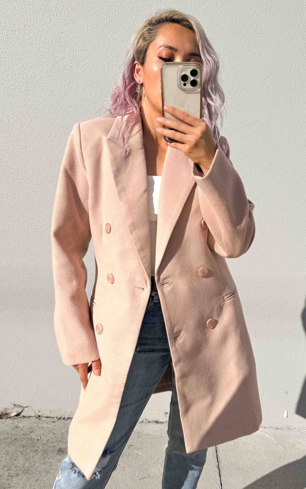 Noble Double-Breasted Coat in Black Blush 8