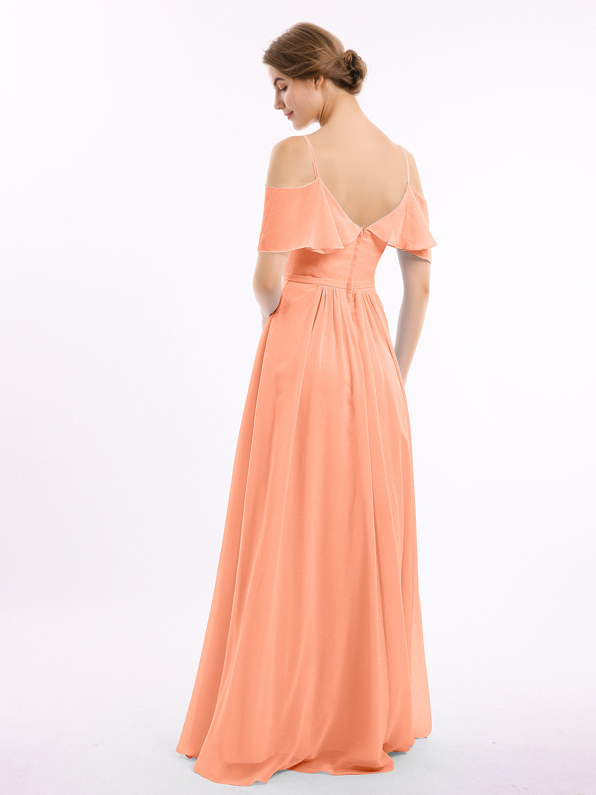 Margot Chiffon Off-Shoulder Dress Papaya 2