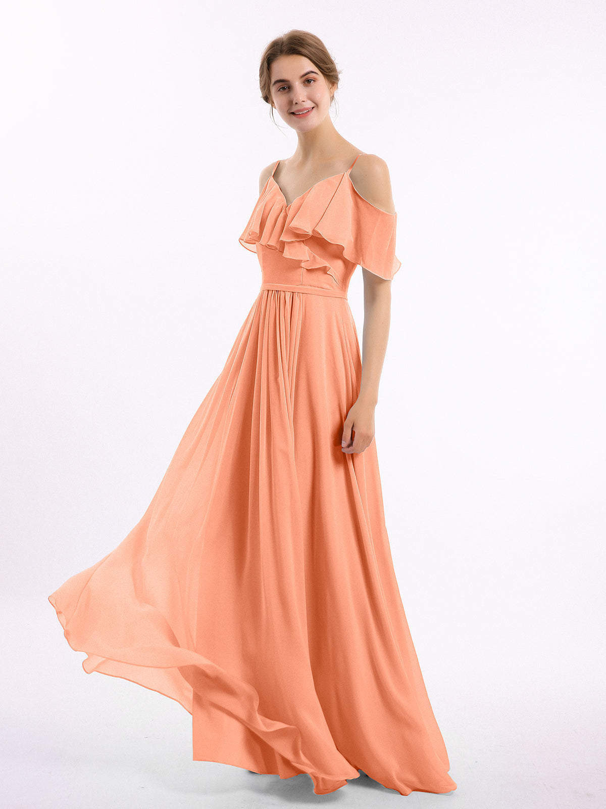 Margot Chiffon Off-Shoulder Dress Papaya 3
