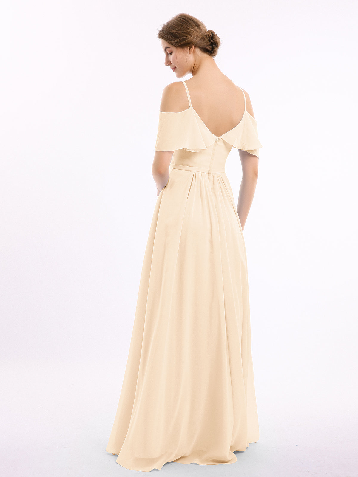Margot Chiffon Off-Shoulder Dress Peach 2