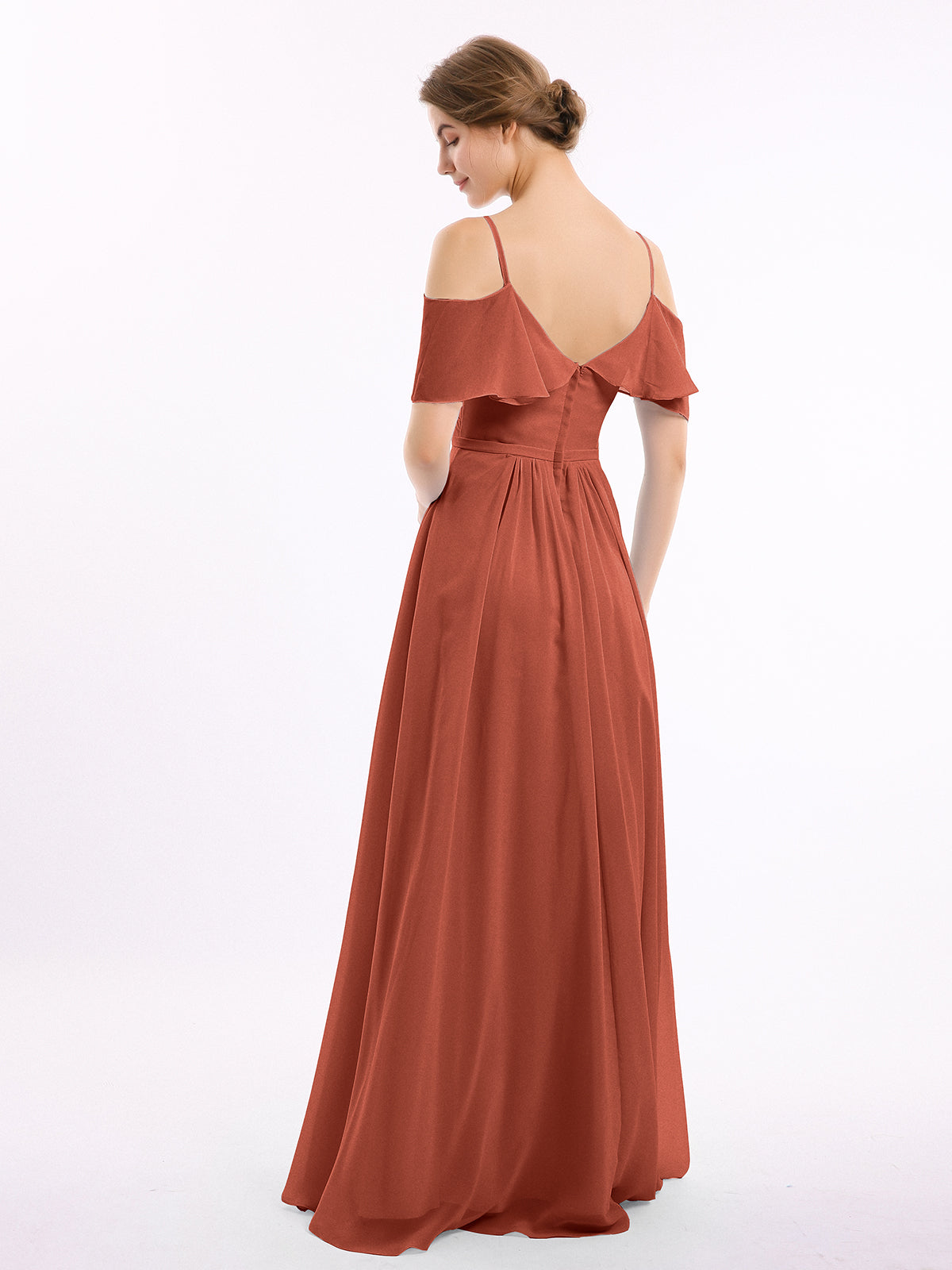 Margot Chiffon Off-Shoulder Dress Rust 2