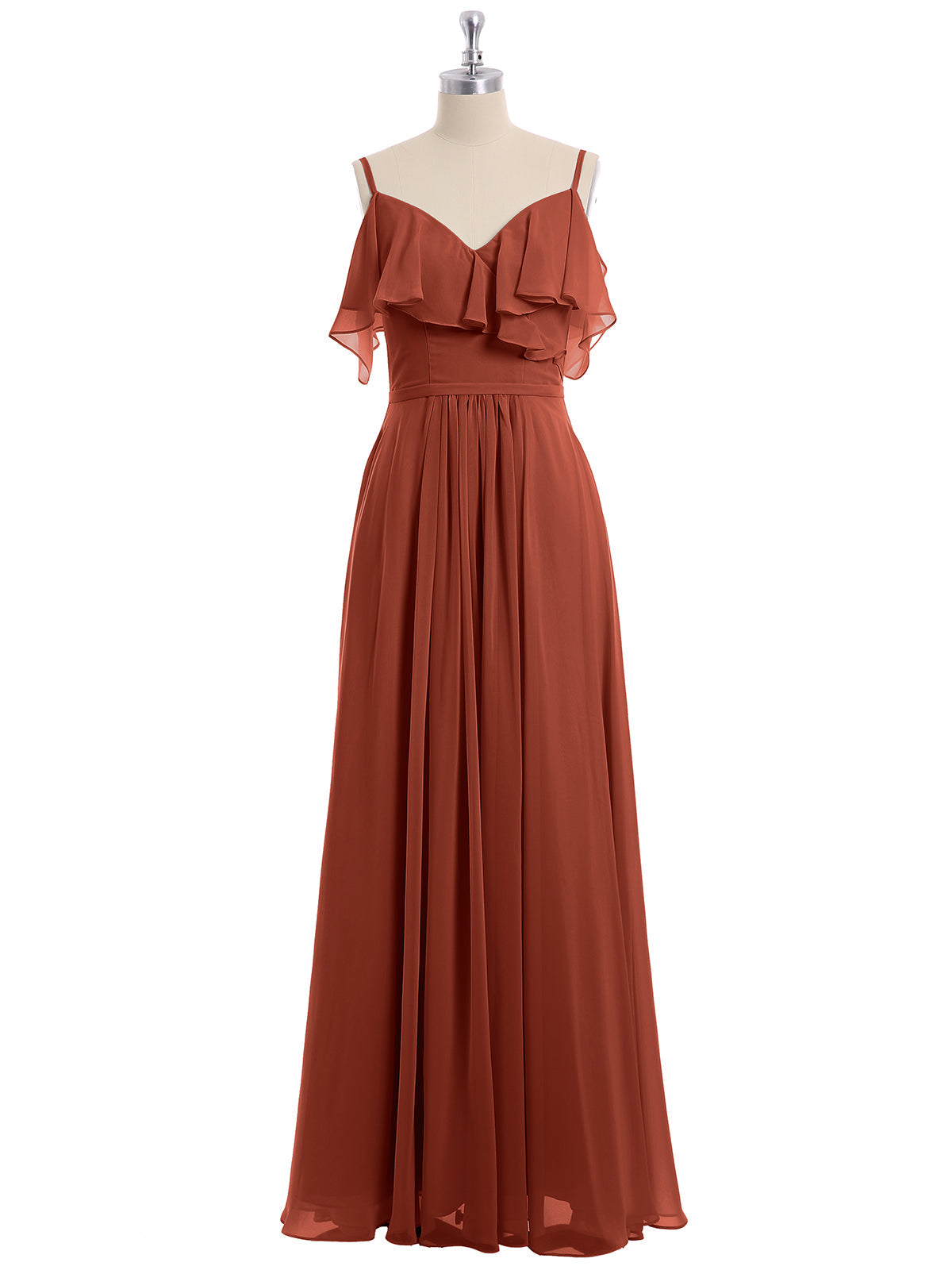 Margot Chiffon Off-Shoulder Dress Rust 4