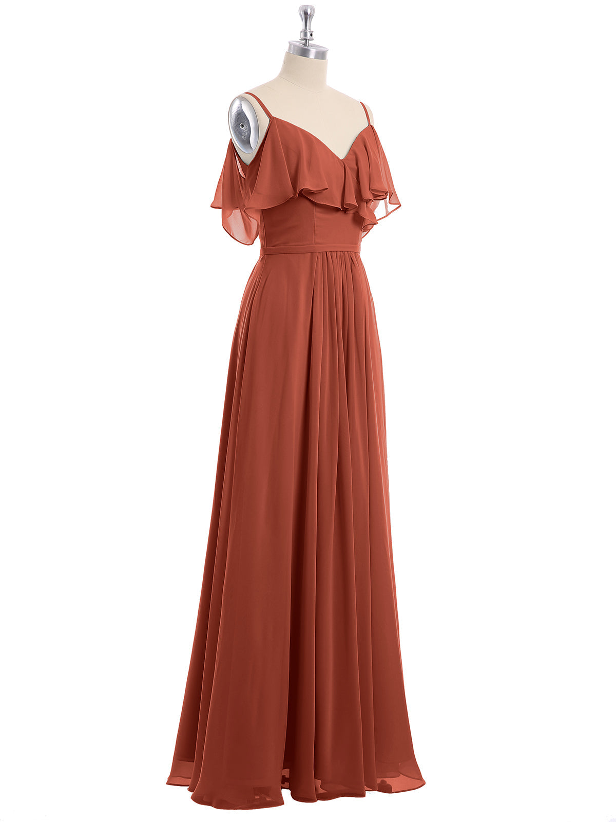 Margot Chiffon Off-Shoulder Dress Rust 6