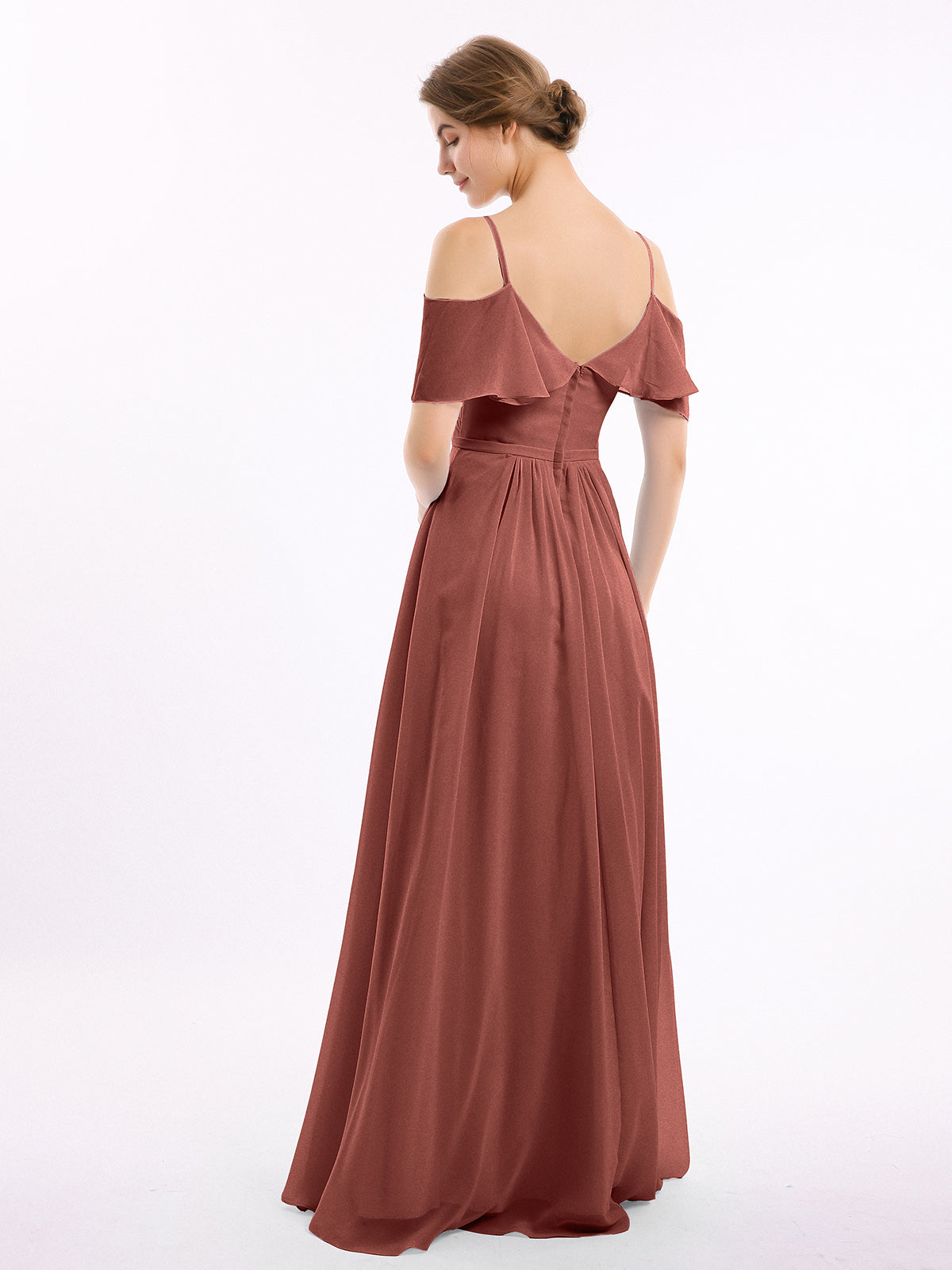 Margot Chiffon Off-Shoulder Dress Terracotta Plus Size 2