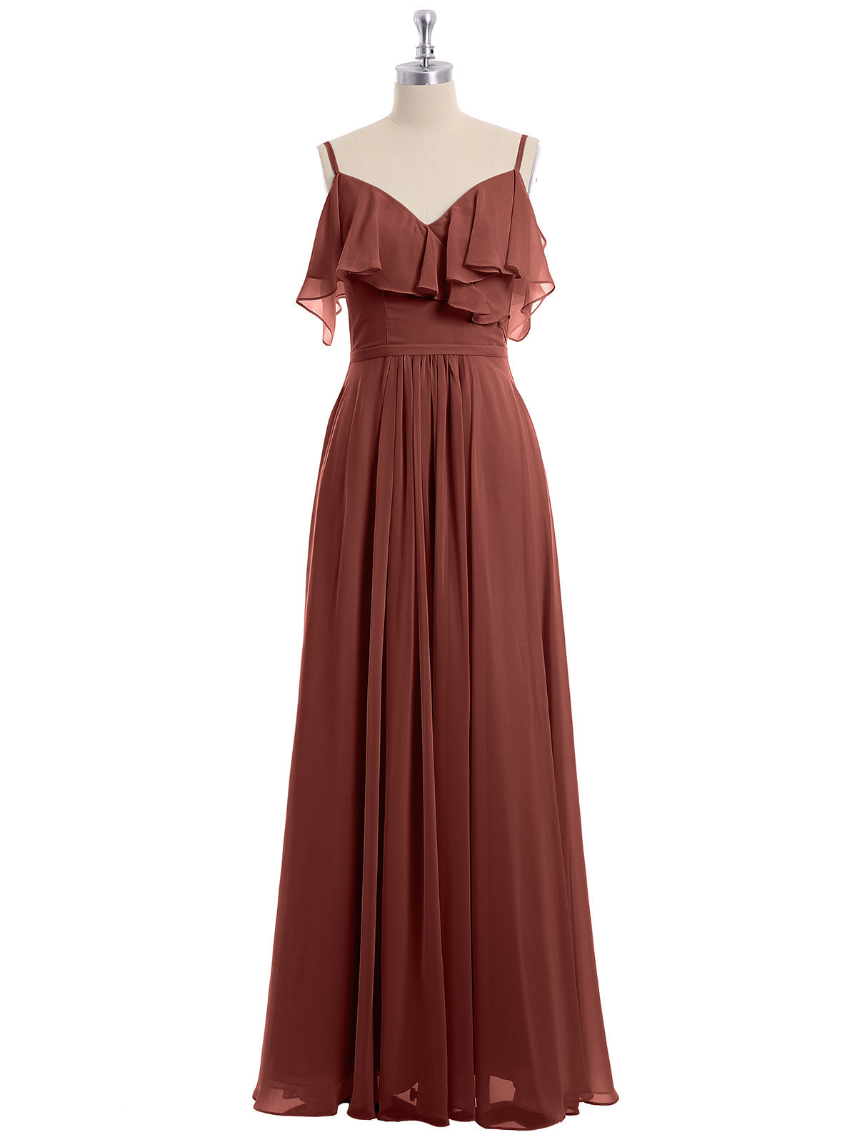 Margot Chiffon Off-Shoulder Dress Terracotta Plus Size 4
