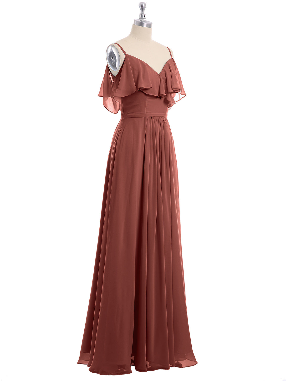 Margot Chiffon Off-Shoulder Dress Terracotta Plus Size 6