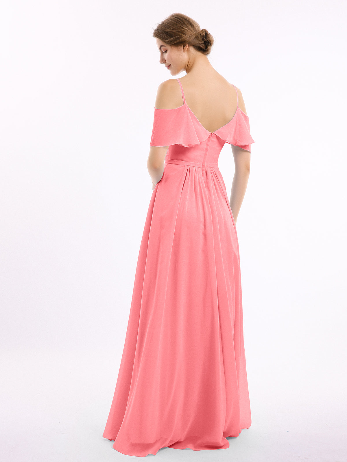 Margot Chiffon Off-Shoulder Dress Watermelon 2