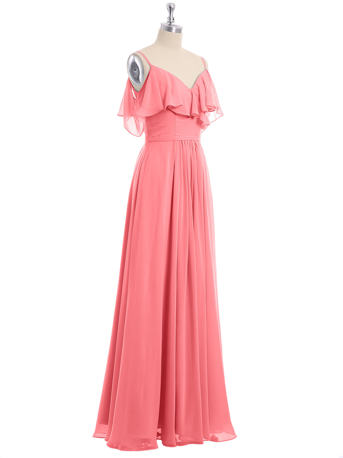 Margot Chiffon Off-Shoulder Dress Watermelon 6