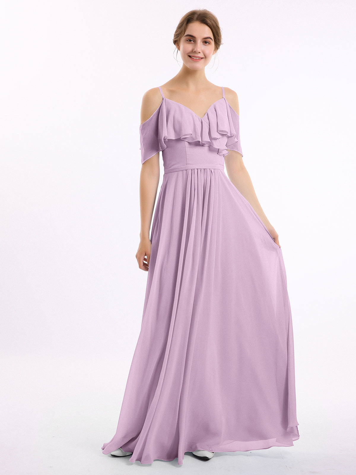 Margot Chiffon Off-Shoulder Dress Wisteria 1