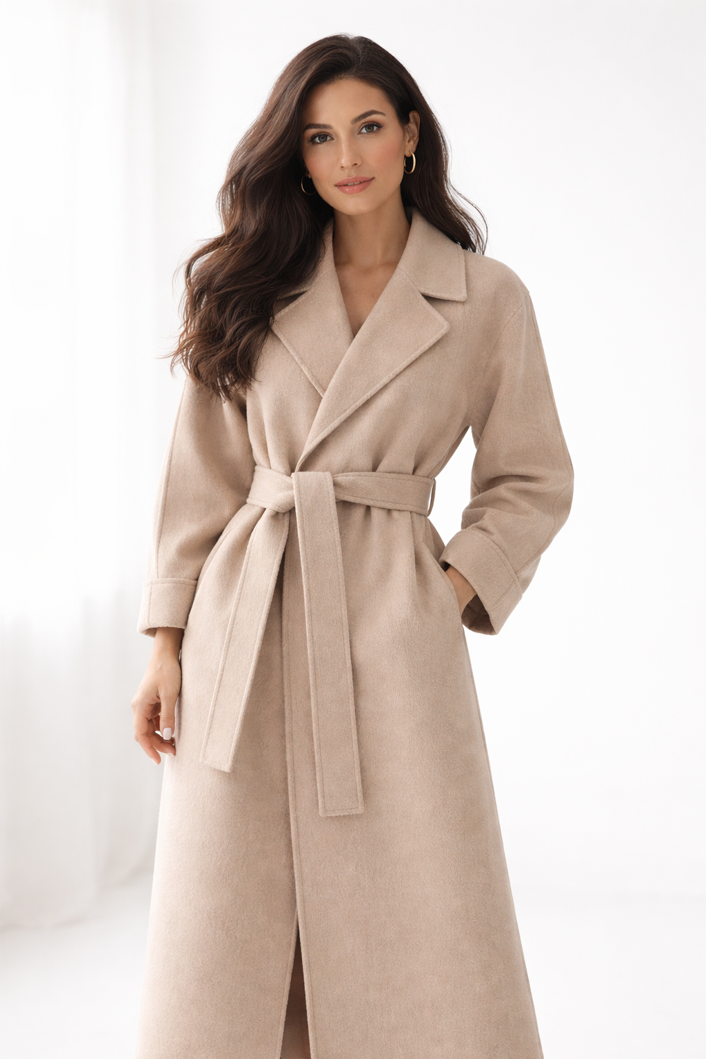 Caith Belted Maxi Coat Off White 6