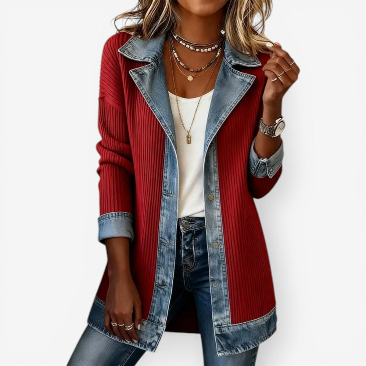 Tara Layered Denim Jacket Black 4