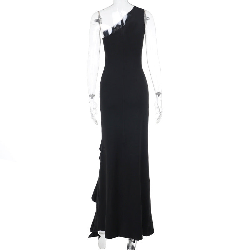 Valentina Asymmetrical Ruched Maxi Dress Multi 8